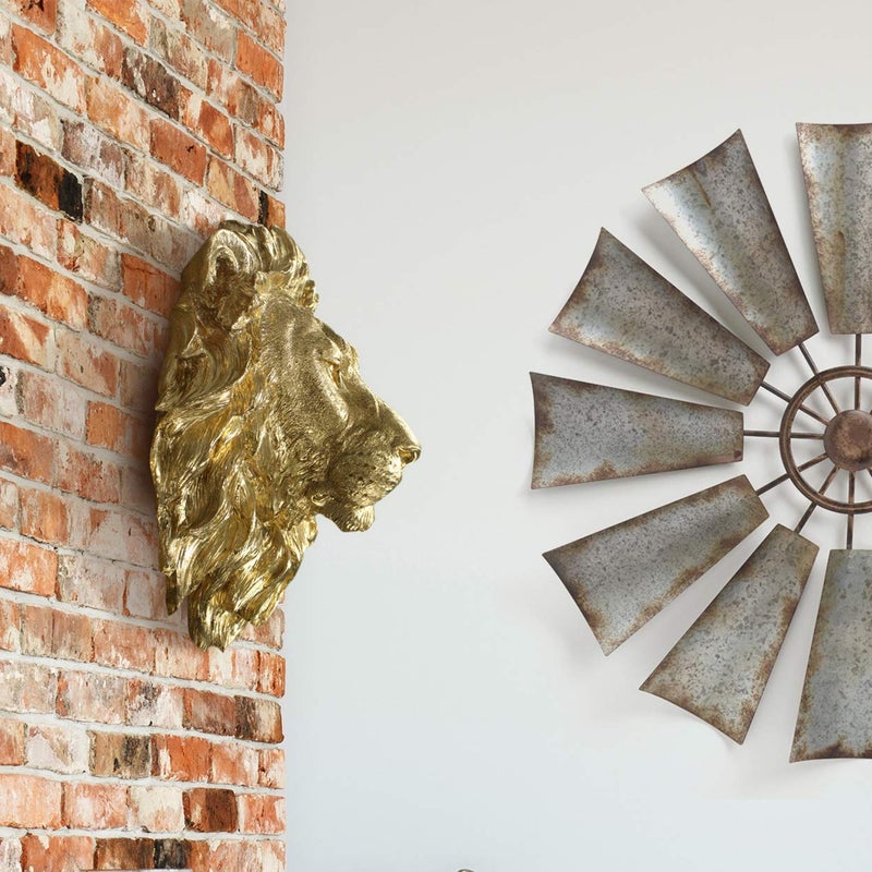 Wallcharmers Wall Charmers Lion in Gold - Faux Head Bust Mounted Fauxidermy Decorative Fake Resin Animal Mount Taxidermy Replica Decor Art - Image 3